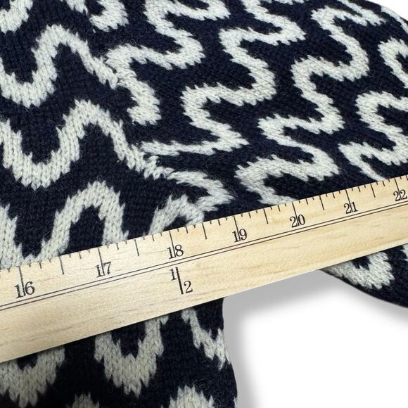 Vintage Women’s Wool Sweater S Blue Crop Zig Zag Geometric Puff Sleeve Artsy - Picture 5 of 9